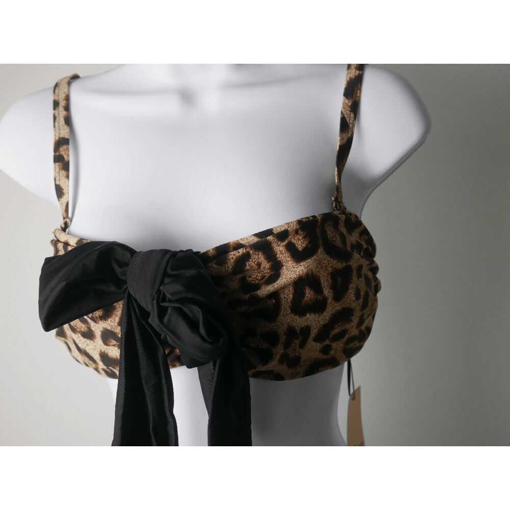 Unique Vintage Leopard Print Pin-Up Rialto Swim Bikini Top XL - Picture 2 of 5